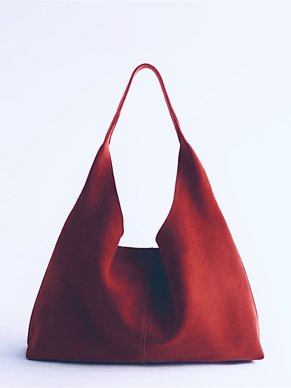 & Other Stories Red Suede Hobo Shoulder Bag
